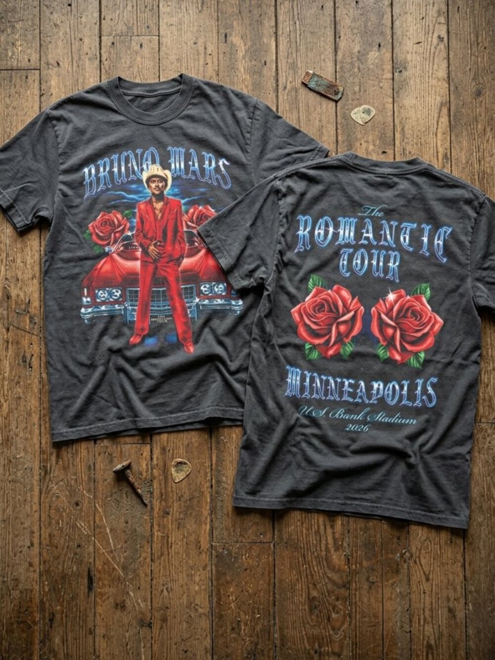 Vintage Bruno Mars Romantic Tour Tee Retro Concert Shirt Y2K Streetwear